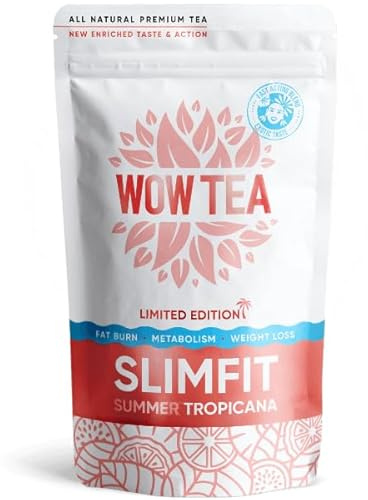 WOW TEA Estate SlimFit Tea - Tè dietetico naturale | Erbe dimagranti ad azione rapida | Programma Pancia Piatta di Tè Dimagrante con Tè Verde | Gusto esotico di mango | 150 gr, Made in EU