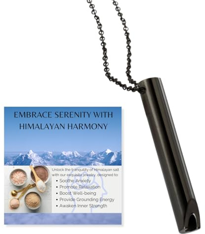 Halukakah Collar de Respiración Zen Chapado en Rodio Negro:Herramienta de Meditación y Alivio de Ansiedad para Relajación,Reducción del Estrés y Práctica de Respiración,Lujosa Sal del Himalaya Añadida