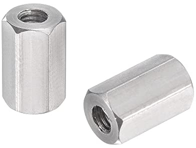 sourcing map M4 x 0,7 Teilung, 12 mm, Länge 304 Edelstahl, metrische Sechskant-Kupplungsmuttern, 10 Stück