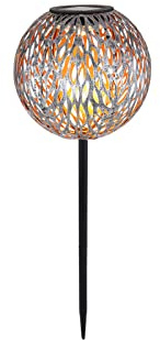 GLOBO LIGHTING LED Solarleuchte Metall Kugel Ø 18cm silbergrau mit Erdspieß |