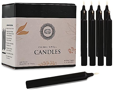 Raajsee Unscented Mini Taper Black Candles Pack of 20 | 5 Inches (H) Dinner Candle Sticks| Smokeless, and Dripless| Paraffin Wax with Cotton Wicks | Long Burning Time.