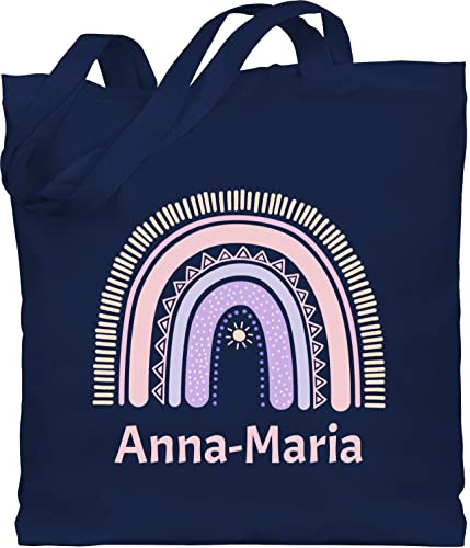 Geschenk mit Namen personalisiert by Shirtracer - Baumwolltasche - Boho - Regenbogen - Name und Sonne
