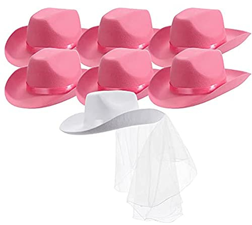 Haowul Braut Cowgirl Hut Schleier Breiter Krempe Hochzeitsparty Hut Western Cowboy Cap Food Kleid Hut Für Junggesellenabteilung Party