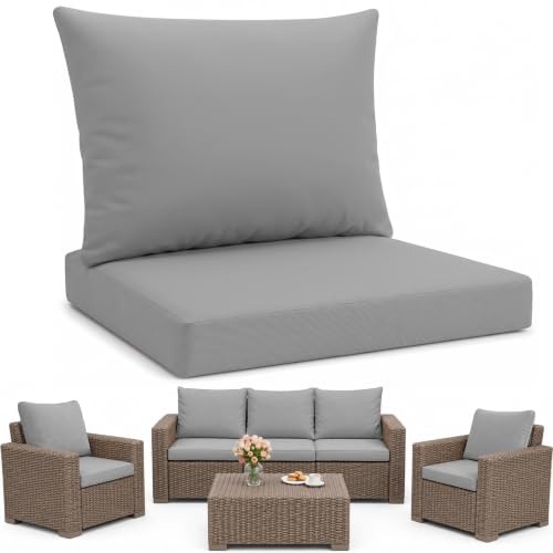Replacement Seat Cushion Pads for Keter Allibert California Rattan Outdoor Furniture - 1,2 or 3 Seater Water Resistant Rattan Patio Set Sofa Cushions Pads (3 Seater - 6 Pieces, Grey)