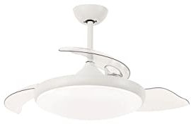 Bilake Ventilador de Techo Siroco 36-24W, con luz LED, aspas retractiles Plegables, Motor DC silencioso, Color Blanco Mate