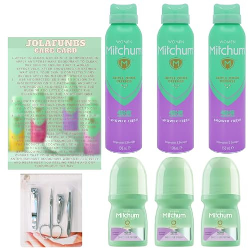 Mitchum Deodorant Women Shower Fresh Triple Odor Defense 48 Hour Protection, Mitchum Deodorant Women Roll On Shower Fresh & JOLAFUNBS Nail Kit