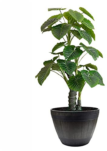 Harz-Blumentopf Imitation Weinfass Grünpflanze Blumenpflanzung Großer Blumentopf Verdickt Sukkulente Großes Kaliber Schwarzes Becken Haus Balkon Garten Pflanzer Barrel Decor (Size : 19.5cm)