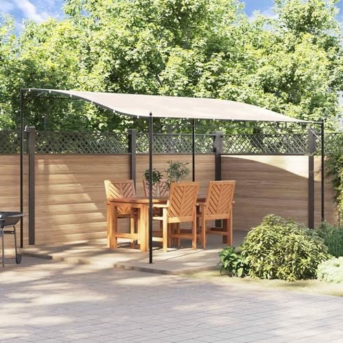 Homgoday Markise Creme 4x3 m | Stoff (100% Polyester) mit PA-Beschichtung | Gartenpavillon für Teestunden, Familienfeiern & Camping Model362394