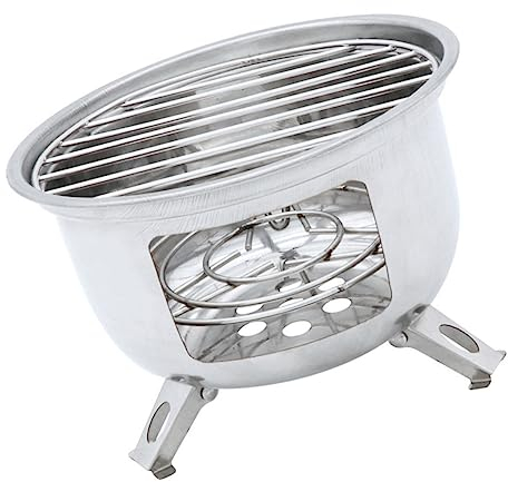 Barbecue Rond de Camping Portable 1 Set en Acier Inoxydable