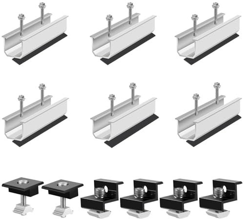 Noosverl Solarmodul halterung Kit(12cm) and Accessories Black Anodised(30-35mm) Adjustable Bracket for Solar Panel Bracket, Solarmodule balkonkraftwerk,Solarhalterungen,T nut schiene