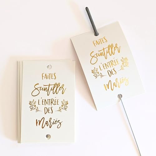 TE Whaka Etiquettes mariage cierge magique Faites scintiller l'entrée des mariés | Decoration mariage - Papeterie - Animation Photos - Cadeau invites Entrée (or), 50
