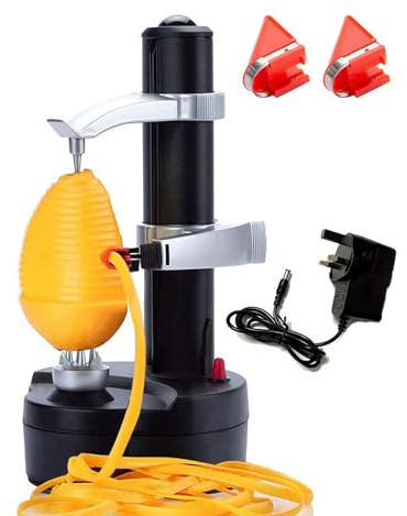 HmLotd Automatic Potato Peeler, Electric Peeler For Potatoes And Fruit, [1 Adapter 2 Extra Blades] - Electric Apple Peeler Fruit Peeler Stainless Steel Kitchen Peeling Tool