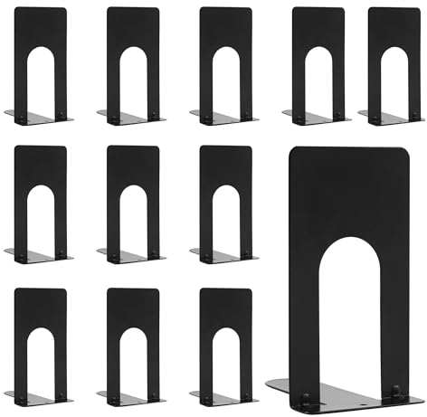 6 Paar rutschfeste Metall-Buchstützen, perfekt für Büros, Schulen, Häuser und Bibliotheken (12 Stück)
