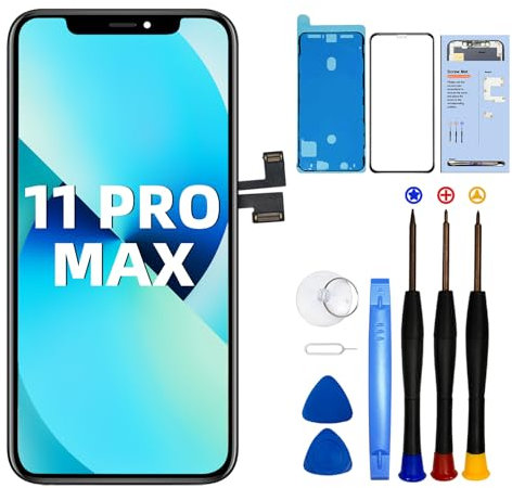 DTD for iPhone 11 Pro Max Screen Replacement LCD 6.5 Full HD Display 3D Touch Digitizer Frame Assembly with Face ID，Repair Tools Repair Kit Adhesive, Screen Protector Model A2161, A2220, A2218
