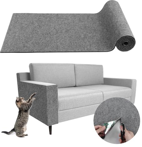 Tappeto tiragraffi per gatti adesivo protezione divano graffi gatto tappetino antigraffio divano (grigio chiaro, 40×200cm)