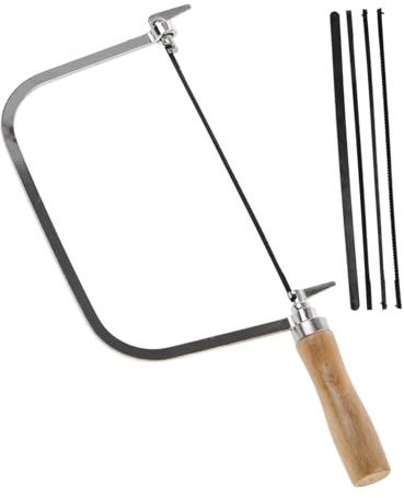 Laubsäge mit Holzgriff, 1 Satz, 4 Ersatzblätter, Schwarz | Präzises Schneiden, für Holz und Pvc Rohre, Leichtes Eisen und Holzwerkzeug