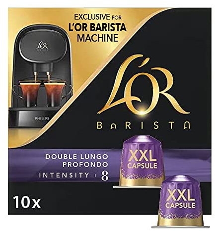 L’OR BARISTA Double Shot Coffee Capsules, Lungo Profondo XXL Aluminium Coffee Pods, 7 Packs, Total 70 Coffee Capsules