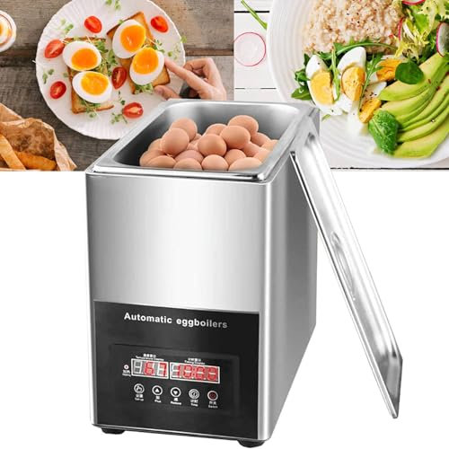 Eléctrica Para Huevos - de Acero Inoxidable, Hervidor Para Huevos Eléctrico Para Hasta 50 Huevos - con 3 Grados de Dureza - Huevos Blandos, Medianos, Duros - Inicio con Un Botón