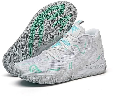 LJFIWY Herren High-Top-Basketballschuhe, Gummisohle, rutschfeste Sportschuhe, Outdoor-Training, Basketballstiefel, Geschenk (weiß, 40 EU)