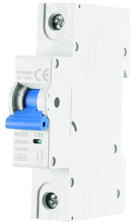 QUARKZMAN 1pz Interruttore Magnetotermico Miniaturizzato 1P 80A Ac 230/400V M125 Montaggio Rotaia Din Interruttore Disconnessione Protezione Termica Magnetica per Cortocircuito, Blu