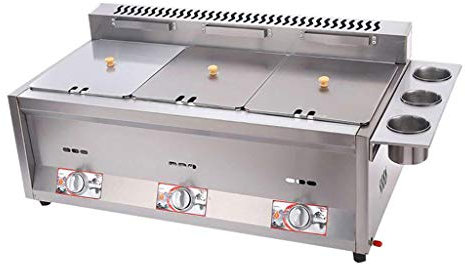 Freidora de Gas de 18 litros, freidora de Patatas Fritas de Gran Capacidad, freidora de GLP de Acero Inoxidable, freidora Comercial con cestas de freidora para Cocina de Restaurante (6L+6L+6