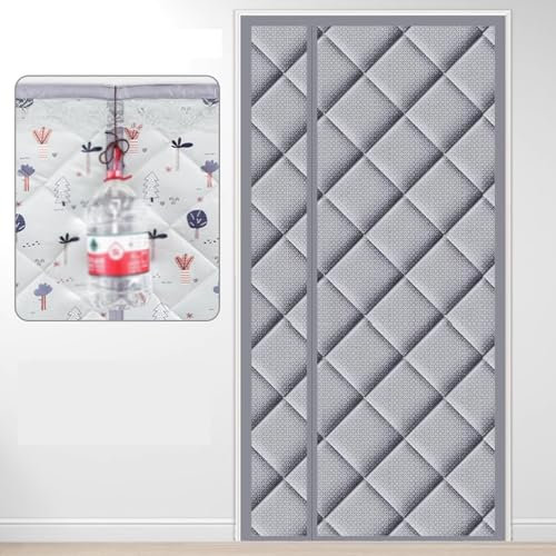 Magnetic Door Curtain Privacy, Blackout Door Curtain No Drill with Weighted Bottom, Screen Door Auto Closer to Keep Cold/Heat Out for Air Conditioner Room Kitchen(Gray,90 * 200cm)
