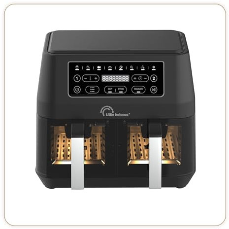 Friteuse diététique - LITTLE BALANCE - 8765 - Crousty light duo - 9 L - 2460 W - 9 programmes - Noir