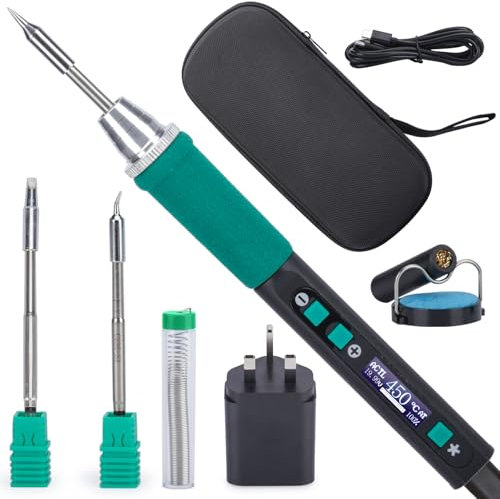 YIHUA 928D-IV Soldering Iron Kit with Type-C Port, Fast-Heating with C235 Cartridge, 90~450°C Temperature Adjustable, PD/QC/Adaptive Protocols, LCD Display, and Multi-Functional Cover