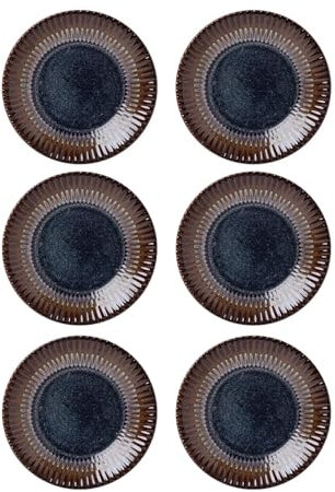 MYOLIO Speiseteller, 6 Stück Rindersteak Salat Dessert Nudeln Vorspeisenteller Sicherheitskeramik Hohe Temperaturbeständigkeit Porzellan Mittagsteller(8 inch)