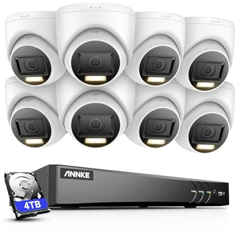 ANNKE 8MP CCTV Camera Systems, 4K 8 Channel H.265+ DVR with 4TB Security Hard Drive, 8 × 8MP Security Turret Camera Outdoor, Smart Human/Vehicle Detection, Night Vision