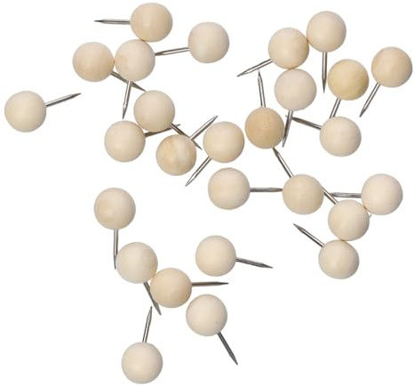 Pinnwandnadeln Kugelform, Natur mit Stahlnadel, Silber 25-teilig