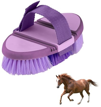 Flexible Horse Grooming Brush, for Washing Horses, Cleaning Tack, Mane & Hoof Care | Durable, Ergonomic, Gentle on Coats | Perfect for Equine & Stable Use (Purple)