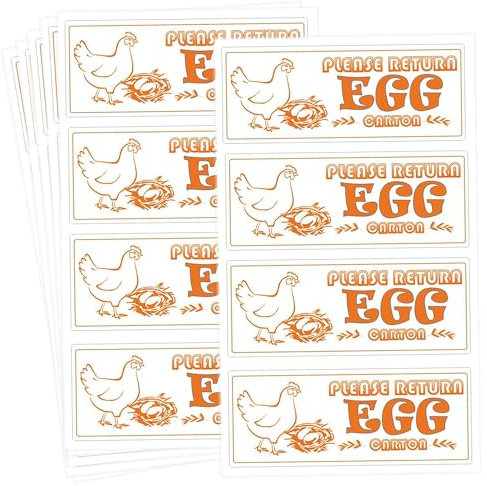 Please Return Egg Carton Tag Stickers 1x2.5 Inch Farm Fresh Chicken Egg Carton Labels 480 Pcs Eggs Carton Labels Egg Stickers Egg Packaging Stickers for Box Container Carton Farm Supplies (Orange)