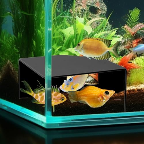 Escondite de cueva de esquina de acuario para peces, camarones, ajolotes y reptiles - Decoración natural de pecera con ventana de visualización, escondite de cueva de terrario para betta, Plecos