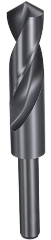 sourcing map 22mm Drill Bit 1/2 Reduced Shank Round 4241 HSS | High Speed Steel Nitriding Black 118° Standard Point for Plastic Wood Copper Aluminum Iron Medium Soft Metal