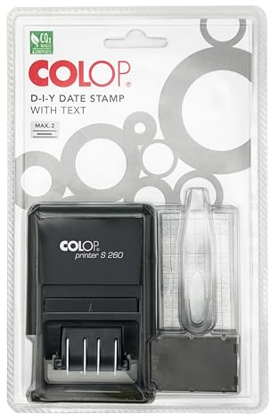 Printer S 260/SET Tampon avec date français à composer soi-même avec kit de characteres, pince à épiler et cartes d'impression, couleur d'empreinte bleu/rouge