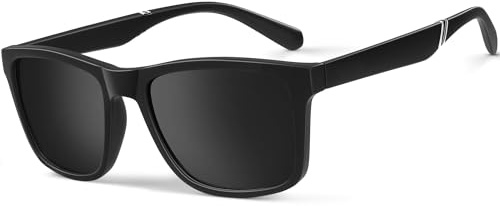 Gesruny Sonnenbrille Herren polarisiert sunglasses men UV400 Blend Schutz Rechteckig Ultraleicht Sonnenbrillen Klassisch Retro Unisex Outdoor sport brille Fahren Golf Angeln Reise,Schwarz