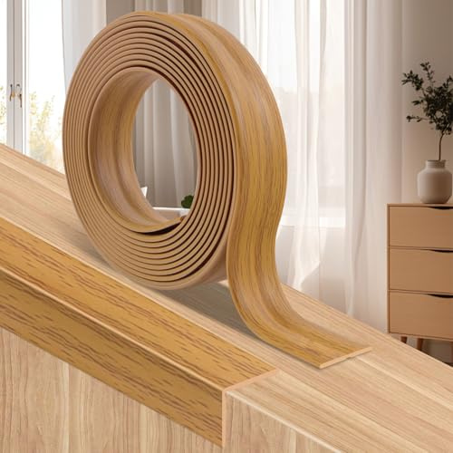 3M Moulure murale décorative, Baguette d'angle, Plinthe & Cornière PVC (Auto-adhésive) – Facile à poser et résistante – Protection des bords pour murs, sols, meubles (Chêne Jaune, 2CM)