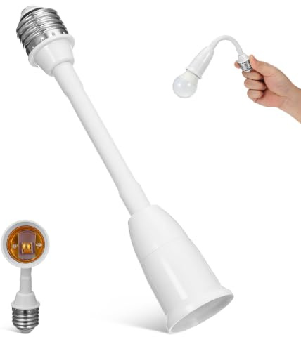 Artibetter Rallonge Douille E27 Flexible Réglable Avec Support Orientable À 360° Pour Éclairage Intérieur Et Extérieur Adaptateur Douille D'Ampoule Pour Plafonds Hauts Installation Facile