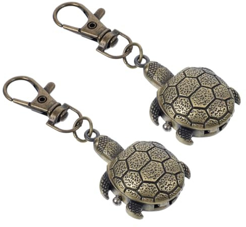 Healvian 2 Pièces Montre Tortue Vintage avec Porte Clés Style Rétro Accessoire pour Garçon Fille Design Adorable et Durable