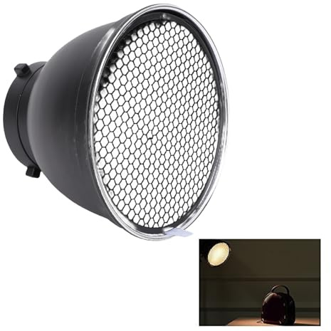 Annadue Lampade per Diffusore per Diffusore del Riflettore Standard da 7 Pollici con Griglia a Nido D'ape da 60 ° per la Luce Flash Stroboscopica Montata
