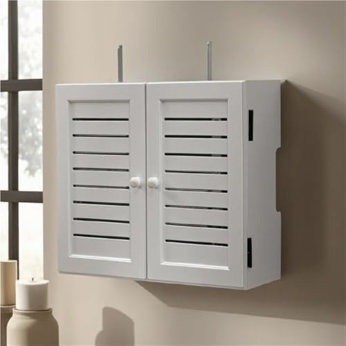 SMGCEHC Wooden Router Hider Box Cabinet, Wall Mount Router Storage Decorative Box, Modem Cable Cover Organized Power Strip Cable Management Hider Rack by Wood for Office and Home(White,Small)