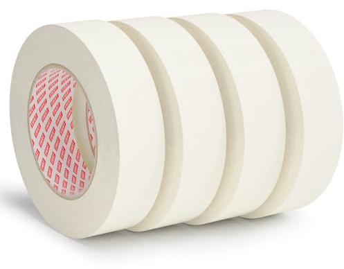 SWRT Masking Tape 1 Inch x 55 Yards – 4 Rolls (220 Yards Total), Strong Adhesive, Easy Tear, Clean Removal Painter’s Tape for Painting, Labeling, Crafts, Home & Office, White