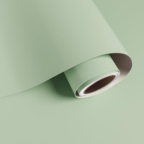 VaryPaper Light Green Wallpaper Self Adhesive Plain Mint Contact Paper 40cmx200cm Sticky Back Plastic Green Stick on Wallpaper for Living Room Bedroom Worktop Vinyl Covering Cupboards Furniture Wrap