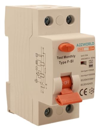 Disjoncteurs différentiel Type F-SI super immunisé 25A 30mA 1P+N 10kA 2 modules, idéal pour installations avec onduleur, pompes à chaleur, climatiseurs, UPS et bornes de recharge (wallbox)