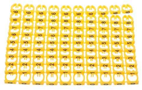 Veemoon Marqueurs de Câble à Clipser Jaunes 10 Mm, Lot de 10 Set de Étiquettes Numérotées 0-9, Tube Marqueur Plastique pour Identification et Gestion des Câbles Électriques,