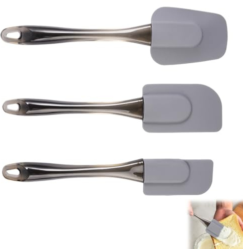 3 Stück Teigspachtel Set, Teigschaber Silikon, Kuchenspatel, Grau