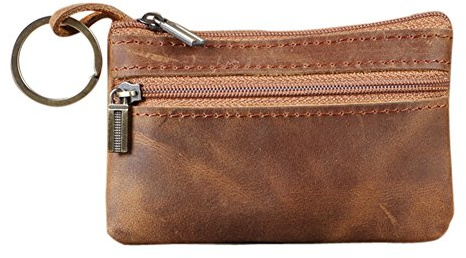 Coin Purse for Men,Coin Pouch with Zipper for Men Women,Genuine Leather Mini Coin Pocket Pouch Change Holder Mens Tray Purses Coin Purse Cash Change Wallet Key Holder Money Pouch