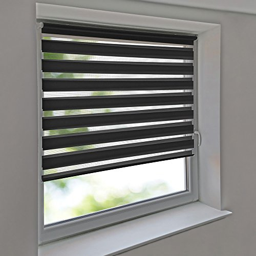 Doppelrollo 115 x 160 cm anthrazit Klemmfix ohne Bohren Vario Seitenzug Duorollo