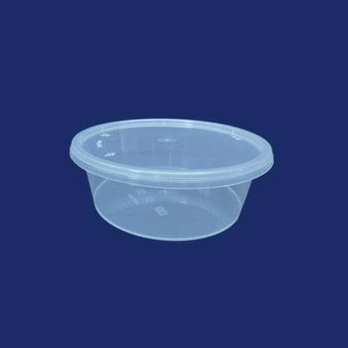 G&S PACKING UK LTD 50 X 300ml Plastic Round Containers Tub Pots & Lids Clear Microwavable, Freezer Friendly Safe Food Takeaway (Pack of 50)